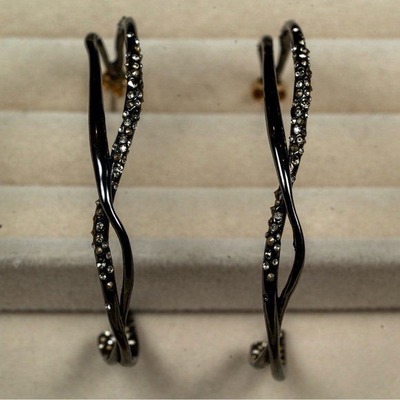 Alexis Bittar Half Hoop Crystal Encrusted Earrings - Picture 2 of 5